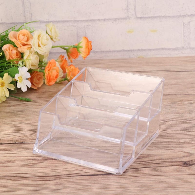 woobles 3 Pockets Business Card Holder Desk, Clear Acrylic Business Card Stand Desktop, Card Organizer Display for Business Cards, Cards, Desk Storage, Fits 80 Business Cards- - Image 3