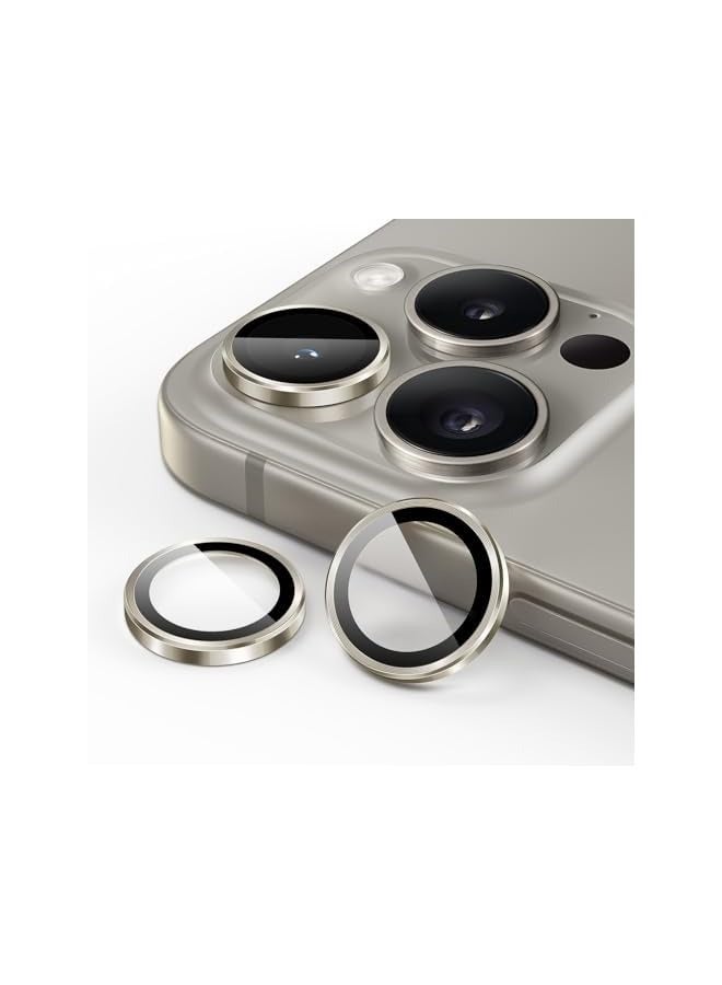 جي تيك واقي عدسة الكاميرا لهاتف iPhone 15 Pro 6.1 بوصة وiPhone 15 Pro Max 6.7 بوصة، غطاء حلقة فردي معدني من الزجاج المقسى 9H، شفاف عالي الدقة، مجموعة واحدة (تيتانيوم طبيعي) - Image 1