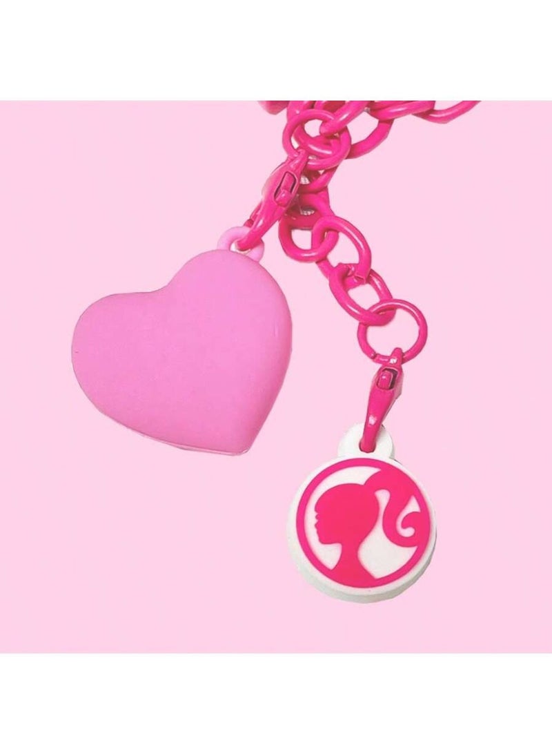 Barbie Heart-Shaped Keychain With Small Mirror Pink Design – Bag and Keys Accessory – 1 Piece - Image 2