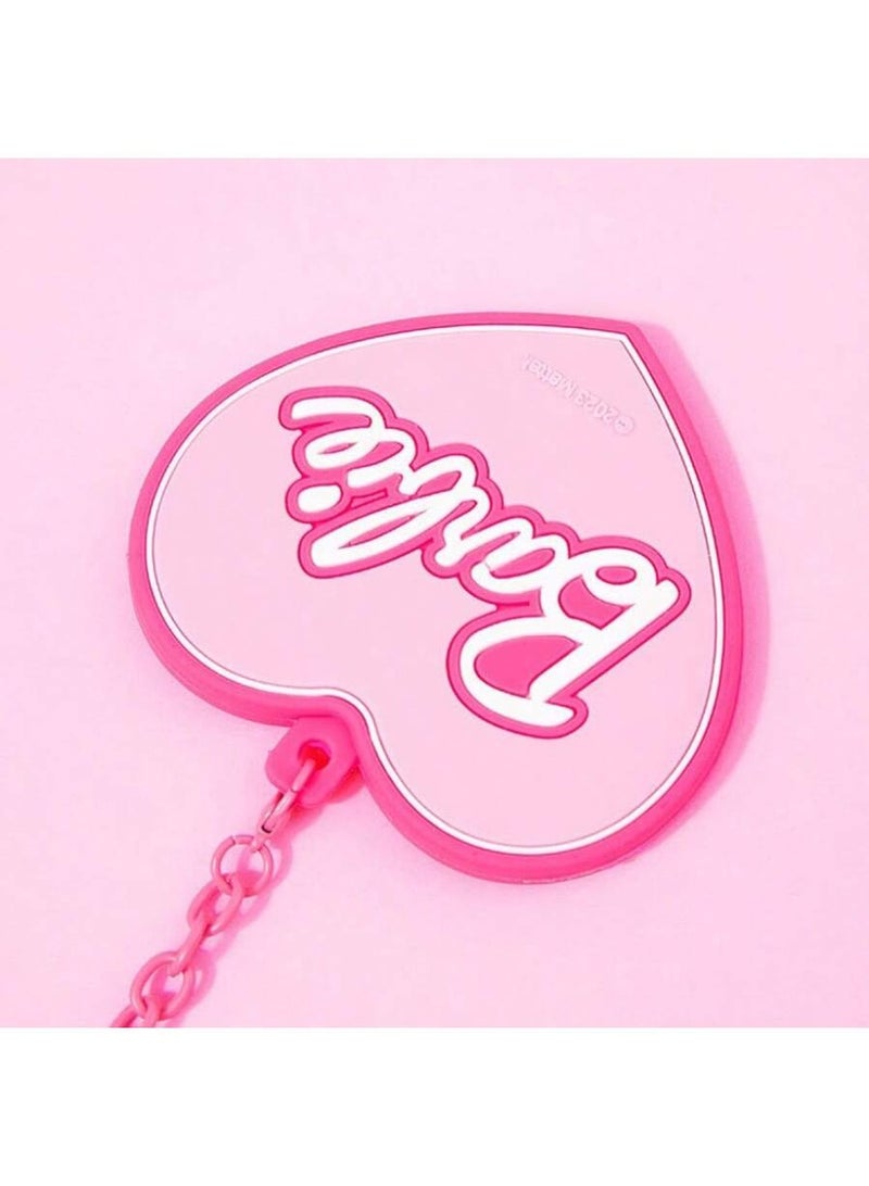 Barbie Heart-Shaped Keychain With Small Mirror Pink Design – Bag and Keys Accessory – 1 Piece - Image 5