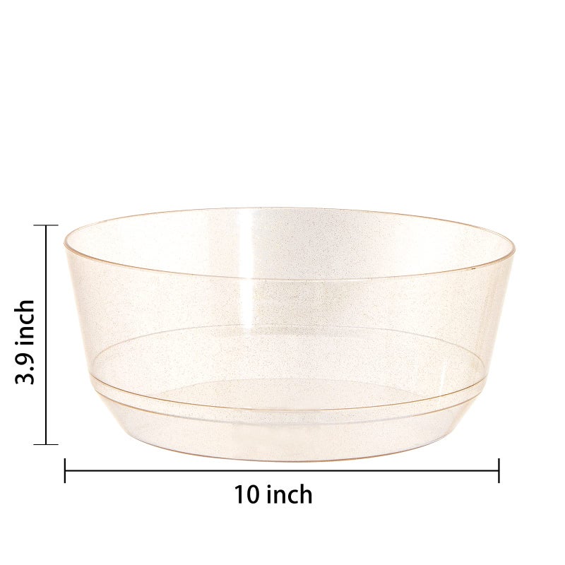 Hioasis 8 Pack Plastic Serving Bowls 128oz Gold Glitter Plastic Bowls Heavy Duty Disposable Serving Bowls for Party Snack & Salad & Candy & Bar Buffet - Image 2