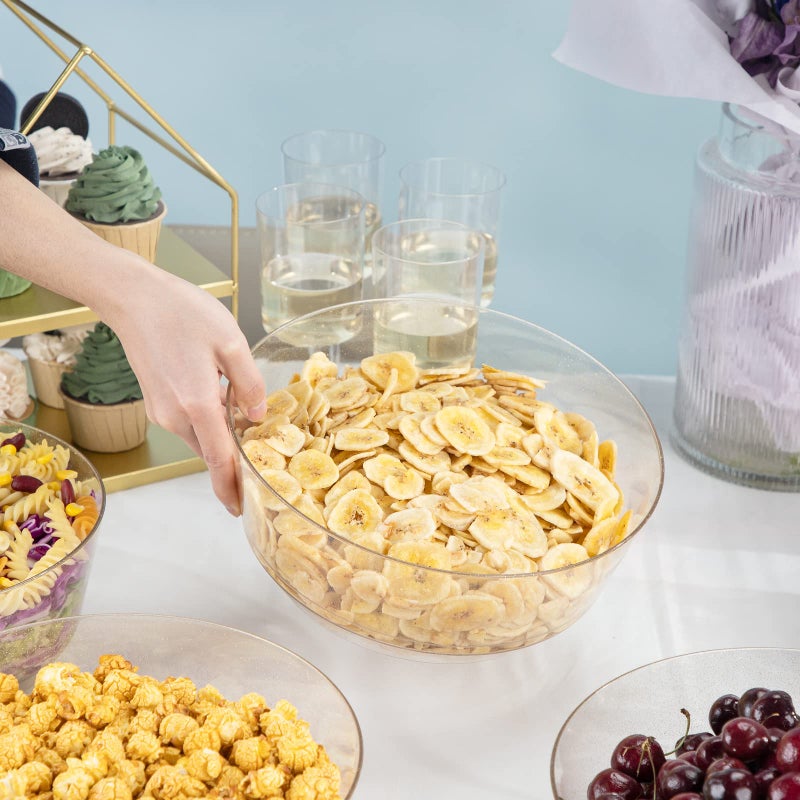 Hioasis 8 Pack Plastic Serving Bowls 128oz Gold Glitter Plastic Bowls Heavy Duty Disposable Serving Bowls for Party Snack & Salad & Candy & Bar Buffet - Image 4