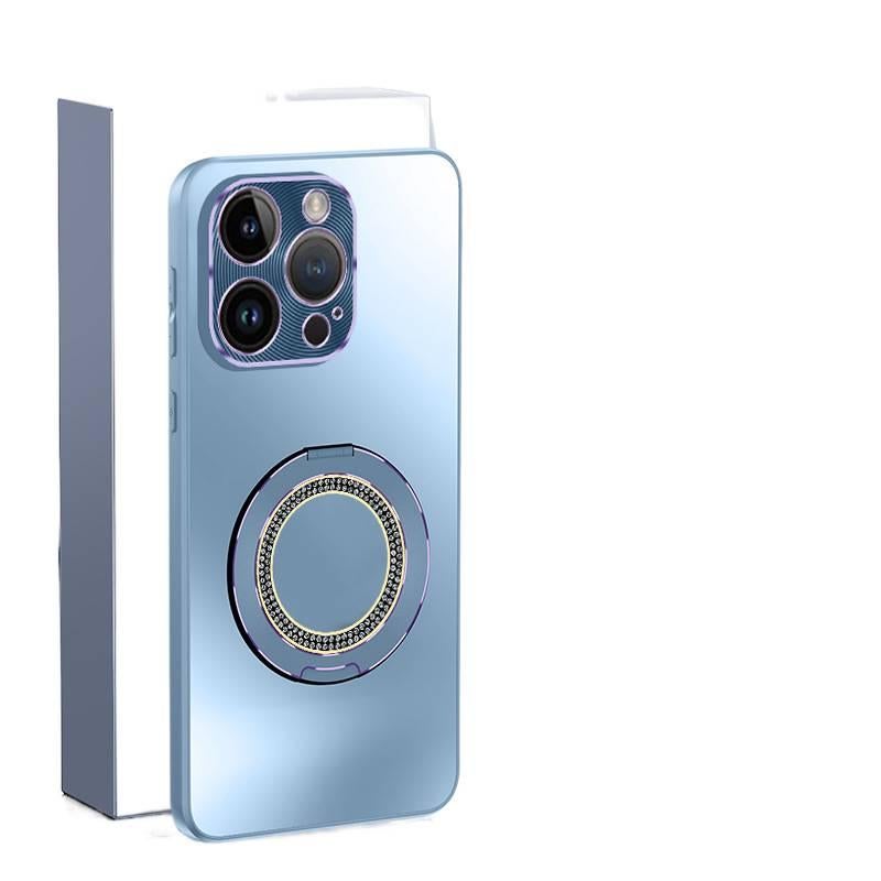 غطاء واقي بPC لـ iPhone 14 / 14 Plus / 14 Pro / 14 Pro Max مع حماية من السقوط ورفيع للغاية مع مقاوم للصدمات مع خاتم ألماس لامع مع لمسة نهائية غير لامعة AG باللون أزرق باللون الأزرق - Image 1