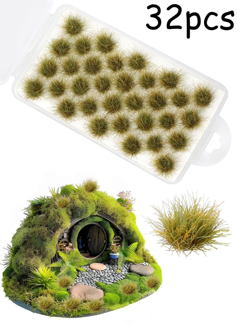 32 Pcs Static Grass Tuft, Model Grass Lowland Shrubs Tuft Terrain Model Artificial Grass for Gaming Terrain Rainforest Diorama Supplies (Early Spring) - Image 1