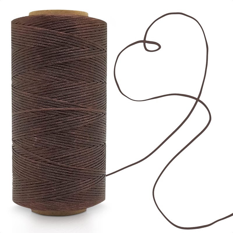 Wax String 284 Yards 150D 1mm Waxed String Cord for Leather Sewing Deep Brown Color Resistant to Abrasion and Fading Brown Waxed Thread for Leather Craft Bookbinding and Shoe Repairing