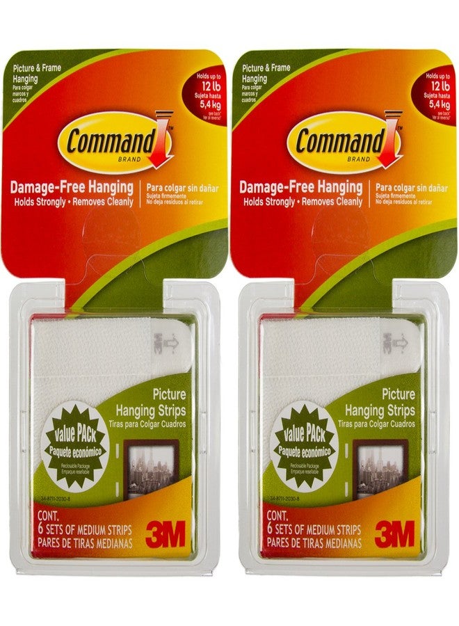 Command 3M 12ct Pack Picture & Frame Hanging Strips Sets Medium Size White Damage-Free - Image 1