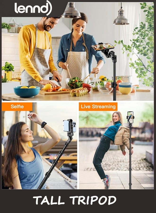 لينند ثلاثية الهاتف ، ثلاثية طويلة 218CM لـ iPhone مع رقبة جوز مرنة و عن بعد ، وقف الهاتف الخلوي من الألومنيوم المحمول للصور الشخصية ، تسجيل الفيديو ، السفر ، متوافق مع iPhone أو Android - Image 5