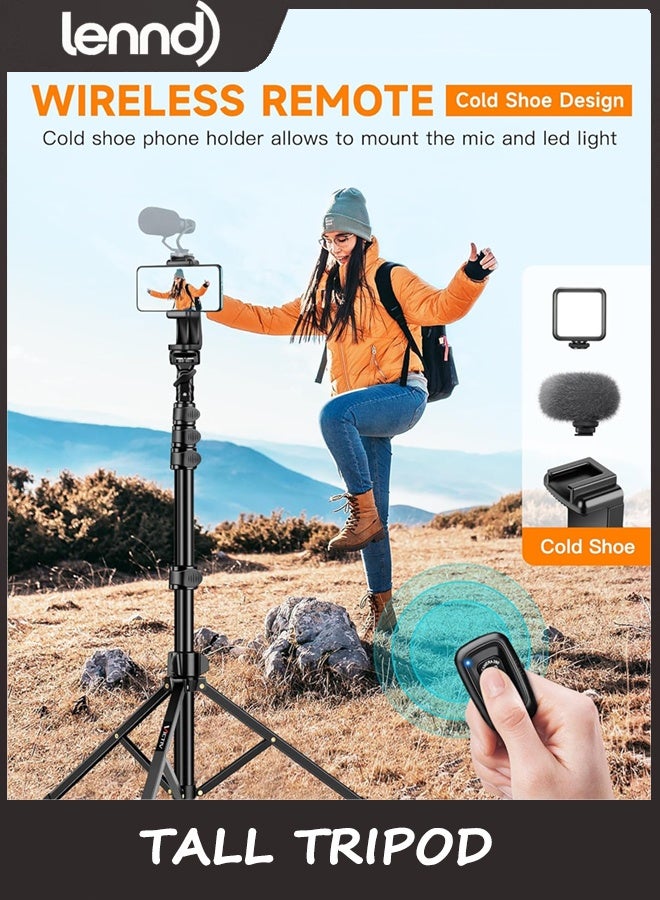 لينند ثلاثية الهاتف ، ثلاثية طويلة 218CM لـ iPhone مع رقبة جوز مرنة و عن بعد ، وقف الهاتف الخلوي من الألومنيوم المحمول للصور الشخصية ، تسجيل الفيديو ، السفر ، متوافق مع iPhone أو Android - Image 3