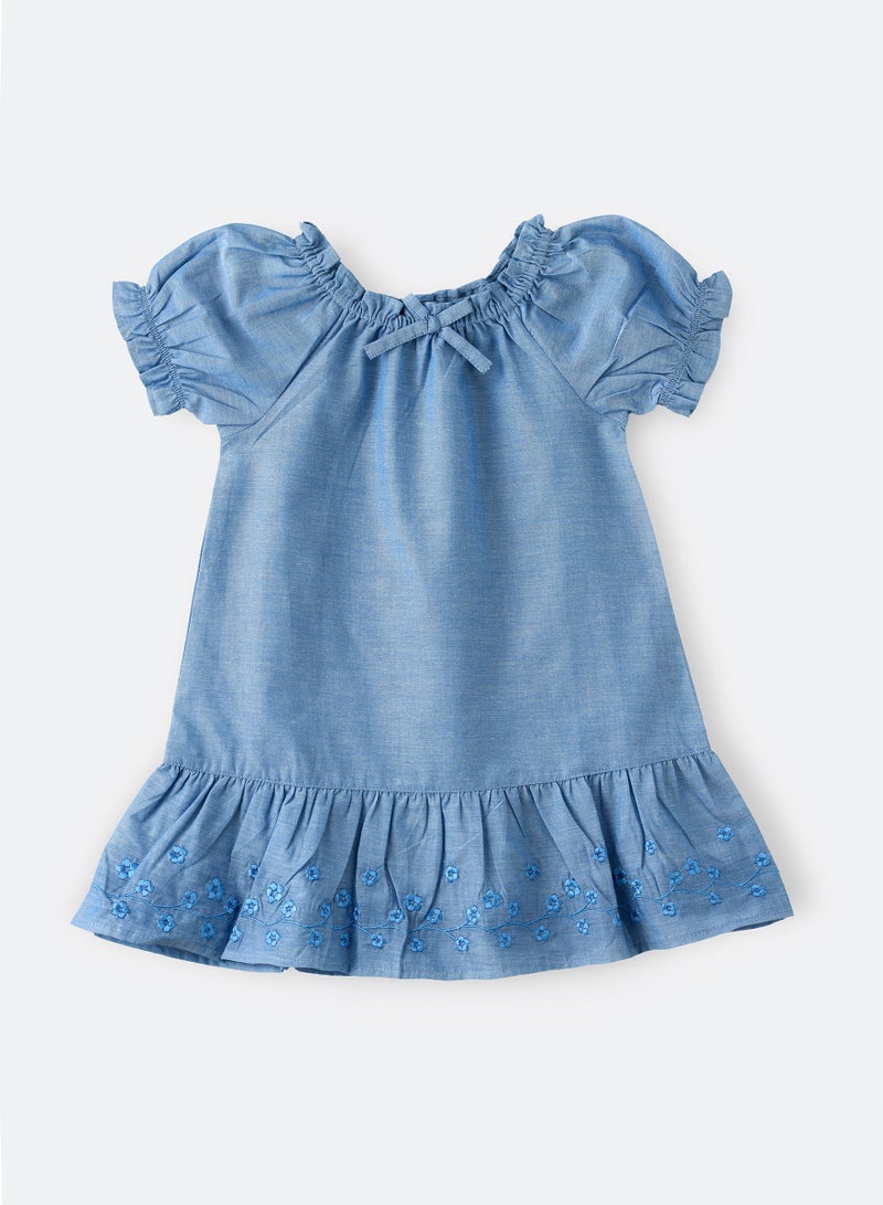 Jelliene Woven dress with emb at hem - Image 1