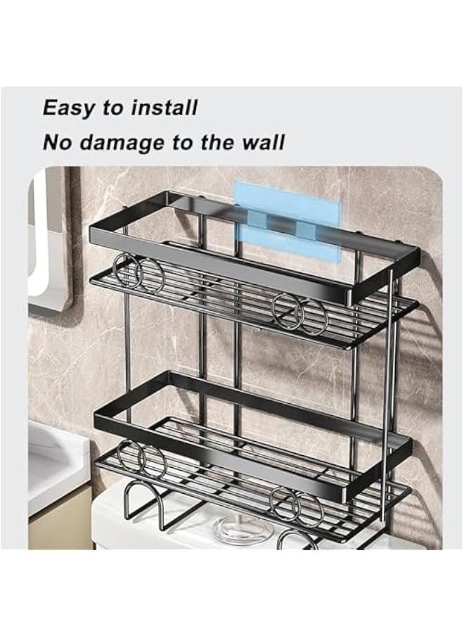 HOOKOR Over The Toilet Storage Shelf, Bathroom Organizer Shelves Over The Toilet, No Drilling Space Saving Bathroom Over Toilet Rack (Black, 1 Tier)  - Image 5
