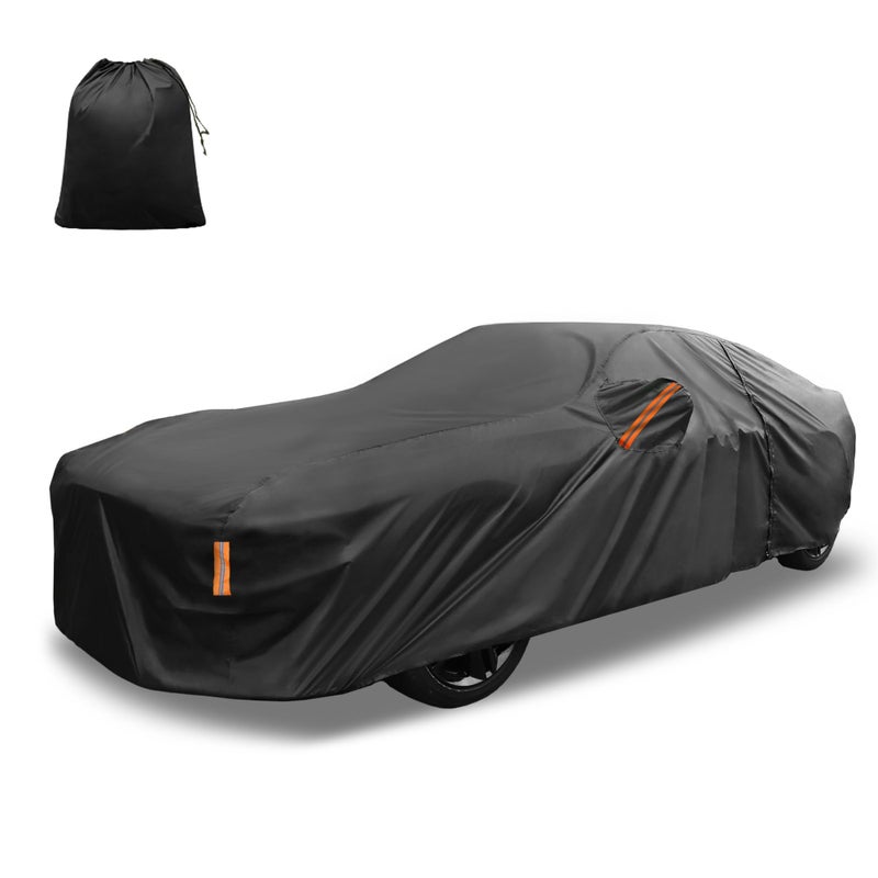 Partuto Car Cover Waterproof All Weather Sun Rain Protection Full Exterior Cover for Ford for Mustang 190TPU Black with Left Side Zipper
