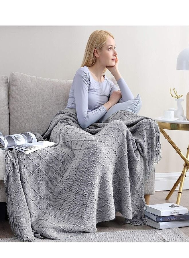 Bukela Nordic Style Simple Sofa Blanket Light Grey 127 x 1 72cm - Image 4