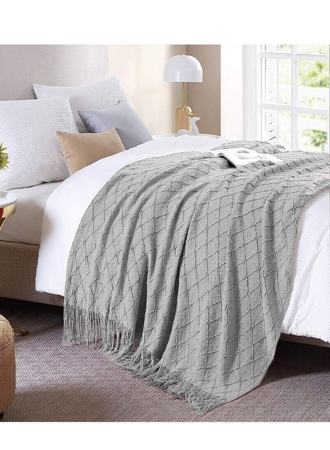 Bukela Nordic Style Simple Sofa Blanket Light Grey 127 x 1 72cm - Image 5