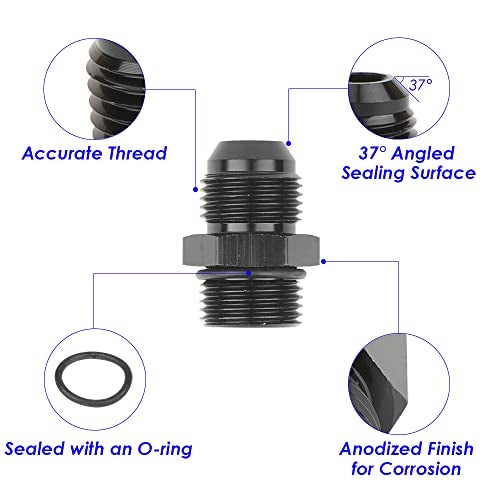 YSIL 6AN Male Flare to 8AN ORB Fuel Pump Rail Fitting Adapter Aluminum 2PCS - Image 5