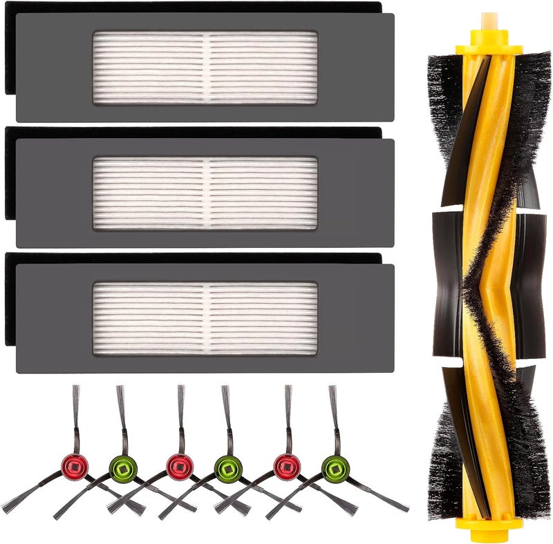 CHAIN PEAK N10 Replacement Parts for Robot Vacuum Cleaner Ecovacs DEEBOT OZMO N10 N10 Plus 920 950 T8 AIVI Max T9 T5 N5 N7 N8+ N8 Pro Plus Robot Vacuum Cleaner Accessories 1 Main Roller Brush 3 HEPA Filters 6 - Image 1