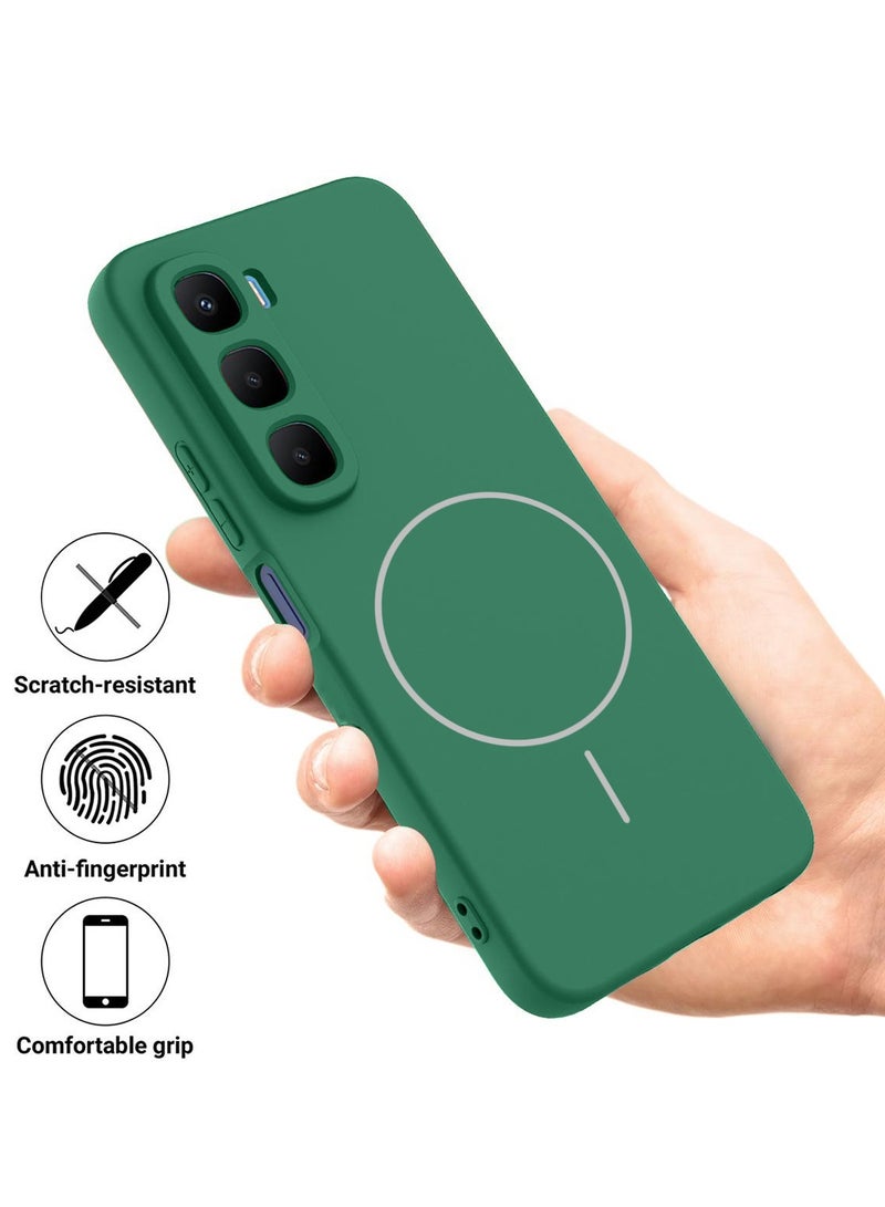 Wtech Infinix Hot 60 5G 2025 Premium Liquid Silicone Compatible With Thin Magsafe Ring Case Cover (MCMPMN) - Dark Green - Image 2