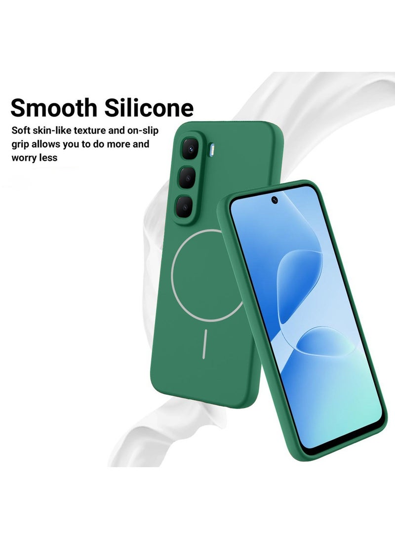 Wtech Infinix Hot 60 5G 2025 Premium Liquid Silicone Compatible With Thin Magsafe Ring Case Cover (MCMPMN) - Dark Green - Image 3