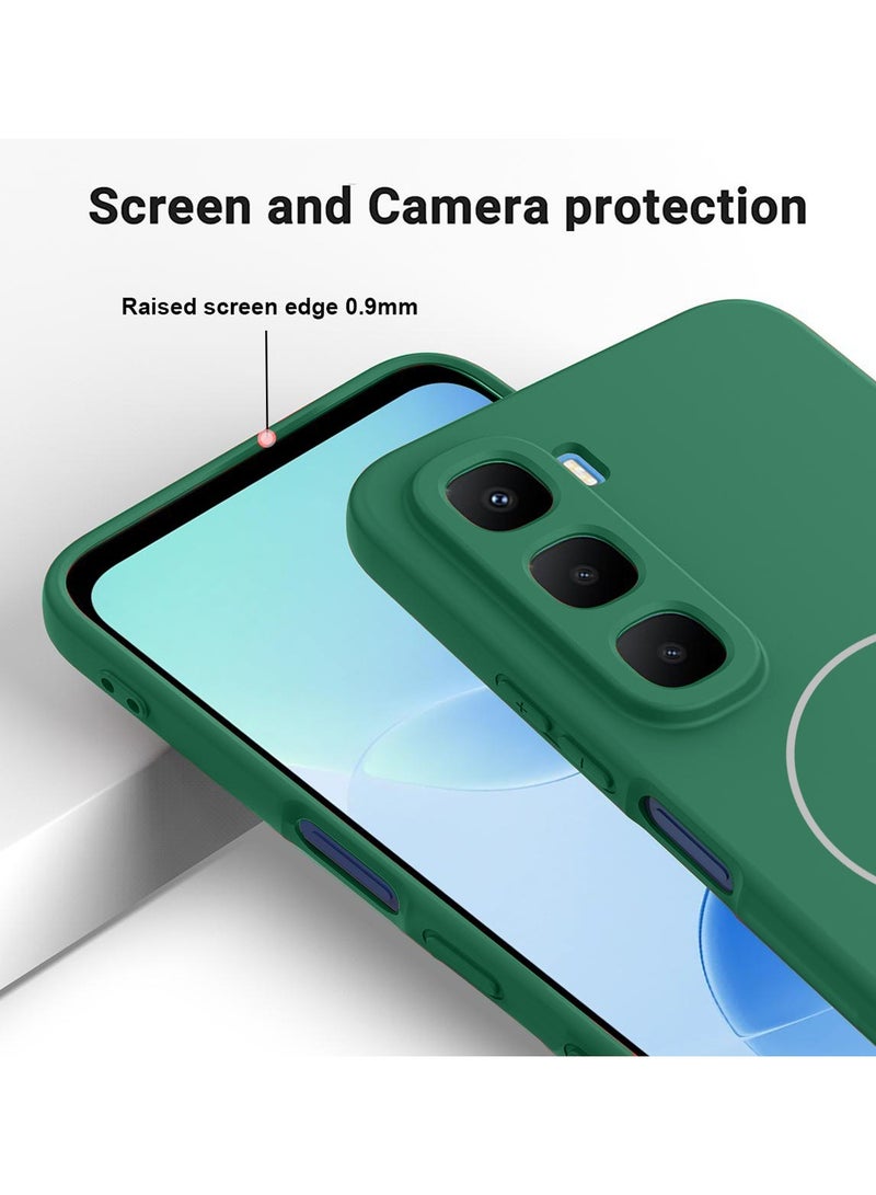 Wtech Infinix Hot 60 5G 2025 Premium Liquid Silicone Compatible With Thin Magsafe Ring Case Cover (MCMPMN) - Dark Green - Image 4