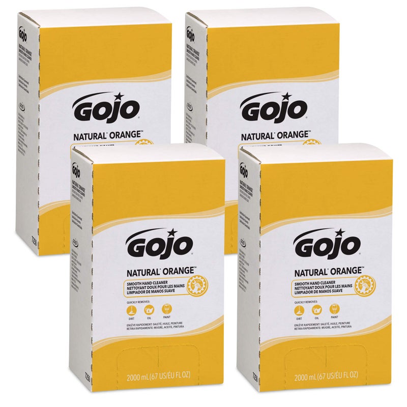 GOJO NATURAL ORANGE Smooth Hand Cleaner, Citrus Scent, 2000 mL Refill PRO TDX Push-Style Dispenser (Pack of 4) - 7250-04 - Image 1