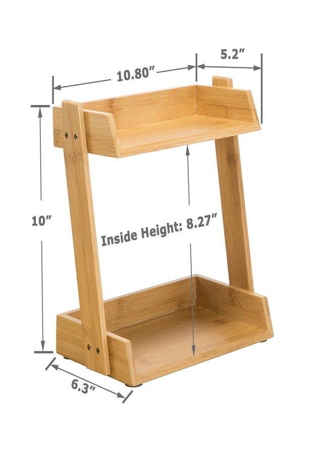 GOBAM Spice Rack Organizer 2-Tier Kitchen Countertop Cabinet Storage Shelf, Assemble Quickly, Bamboo - Image 2