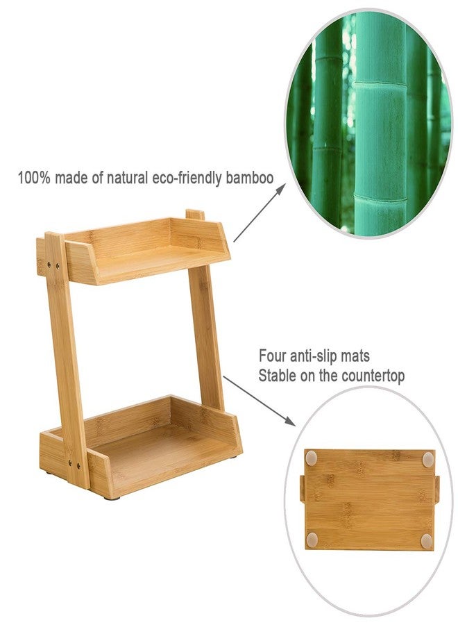 GOBAM Spice Rack Organizer 2-Tier Kitchen Countertop Cabinet Storage Shelf, Assemble Quickly, Bamboo - Image 3