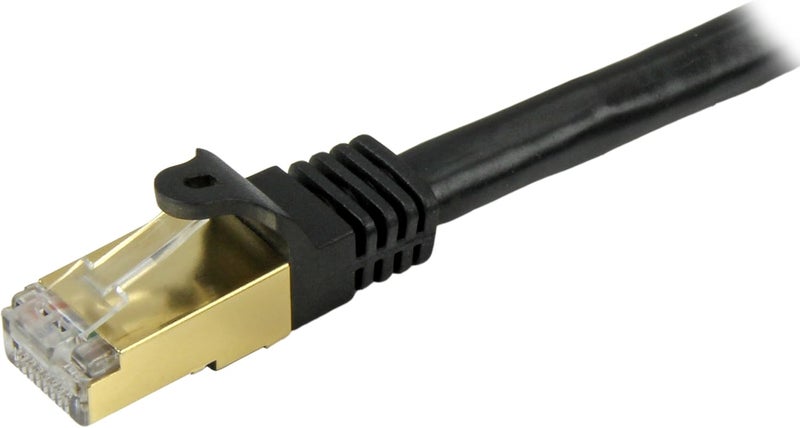 StarTech .com 1ft CAT6a Ethernet Cable - 10 Gigabit Shielded Snagless RJ45 100W PoE Patch Cord - 10GbE STP Network Cable w/Strain Relief - Black Fluke Tested/Wiring is UL Certified/TIA (C6ASPAT1BK) - Image 2