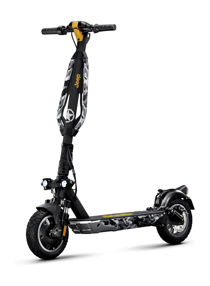 جيب سكوتر كهربائي Jeep 2xe Urban Camou ، قابل للطي ومحمول ، نطاق 45 كم ، سرعة قصوى 25 كم / ساعة ، بطارية 48V 9.6Ah 461Wh ، مثبت السرعة ، مصابيح LED ، إطارات أمامية / خلفية بدون أنبوبي ، - Image 1