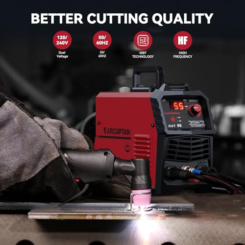 ARCCAPTAIN 55A Plasma Cutter, Non-Touch Pilot Arc High-Frequency Plasma Cutting Machine, 120/240V Dual Voltage IGBT Inverter, 1/2" Clean Cut, 2T/4T, for Beginners DIY - Image 2