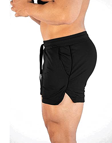 EVERWORTH Men's Athletic Shorts Gym Workout Short Shorts Casual Shorts Running Bodybuilding 5 Inch Inseam Shorts Black US XL - Image 2