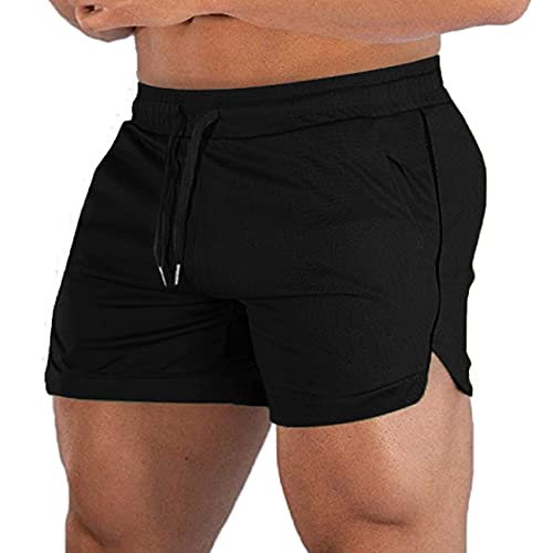 EVERWORTH Men's Athletic Shorts Gym Workout Short Shorts Casual Shorts Running Bodybuilding 5 Inch Inseam Shorts Black US XL - Image 1