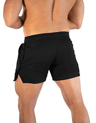 EVERWORTH Men's Athletic Shorts Gym Workout Short Shorts Casual Shorts Running Bodybuilding 5 Inch Inseam Shorts Black US XL - Image 3