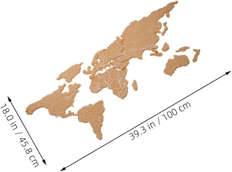 Totority World Map Corkboard 36x24 Inch Brown Retro Pin Board For Office School Decor - Image 3