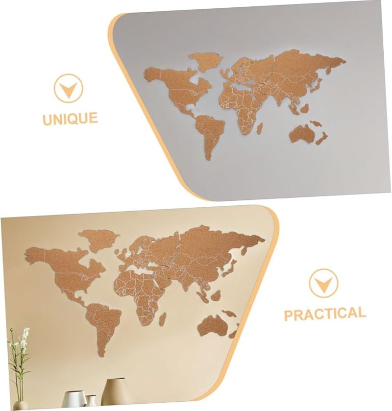 Totority World Map Corkboard 36x24 Inch Brown Retro Pin Board For Office School Decor - Image 4