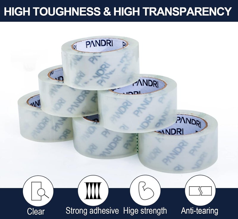 PANDRI Packing Tape, 18 Rolls Heavy Duty Clear Packaging Tape for Shipping Packaging Moving Sealing, 2 inches Wide, 65 Yards Per Roll, Total 1170 Yards - Image 3