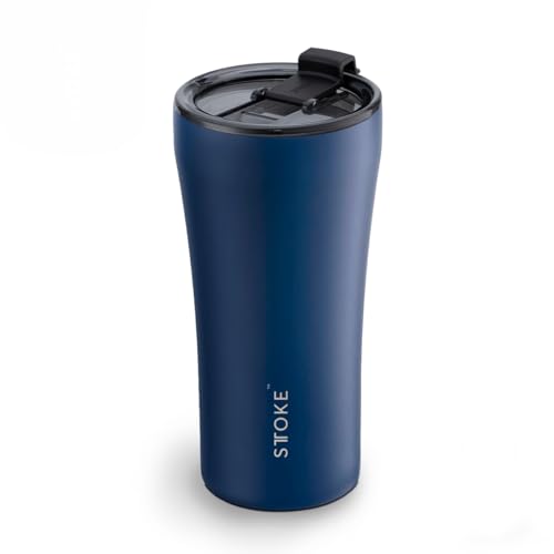 Sttoke Leakproof Ceramic Reusable Coffee Cup 16 oz - Magnetic Blue, 6.96 inch Height - Image 1