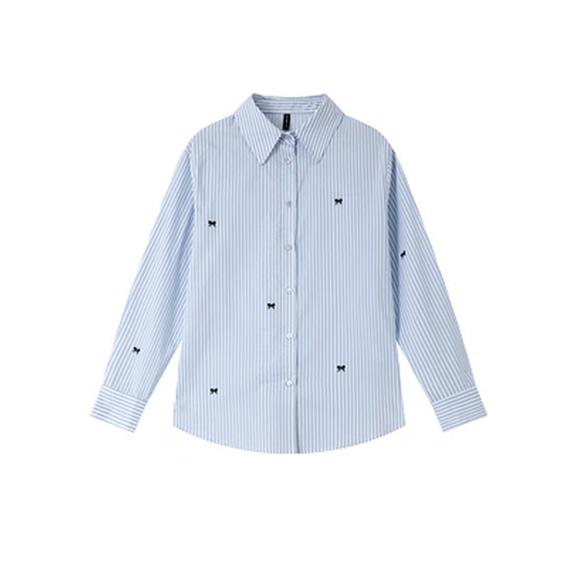 Women's Blue Striped Long Sleeve Shirt - Image 5