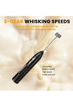TNW Milk Frother, Mini Handheld Electric Whisk Portable Coffee Frother with 2 Spring Whisks, 3-Speed, Rechargeable Foam Maker Beverage Mixer for Coffee, Latte, Matcha, Cappuccino and Hot Chocolates (White)  - Image 3