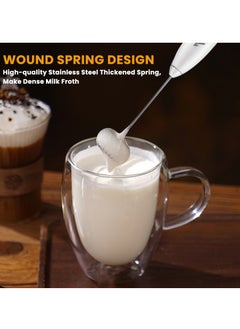 TNW Milk Frother, Mini Handheld Electric Whisk Portable Coffee Frother with 2 Spring Whisks, 3-Speed, Rechargeable Foam Maker Beverage Mixer for Coffee, Latte, Matcha, Cappuccino and Hot Chocolates (White)  - Image 4
