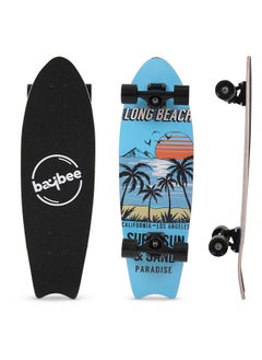 BAYBEE 28 Inch Skating Board For Kids Adults With 7 Layer Maple Wood Deck Pp Wheels Double Kick Concave Skating Board For Beginners Learners Skateboard For Teen Boys Girls Above 5 Years Beach  - Image 1