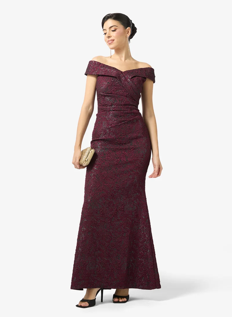 Adrianna Papell  Jacquard Off shoulder Maxi Dress for Women | Best Price UAE