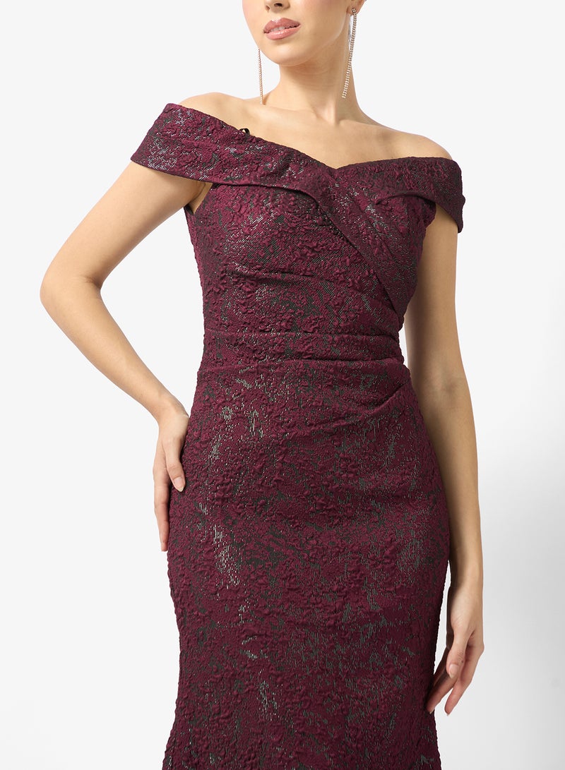 Adrianna Papell Jacquard Off shoulder Maxi Dress - Image 3