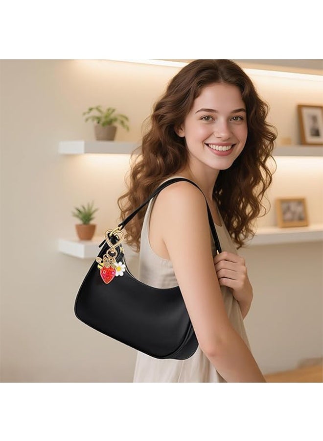 HY Cute Strawberry Keychain for Women, Kawaii Bag Charm with Daisy, Purse Accessories for Girls Backpack, Car Keys, Bag - Image 2