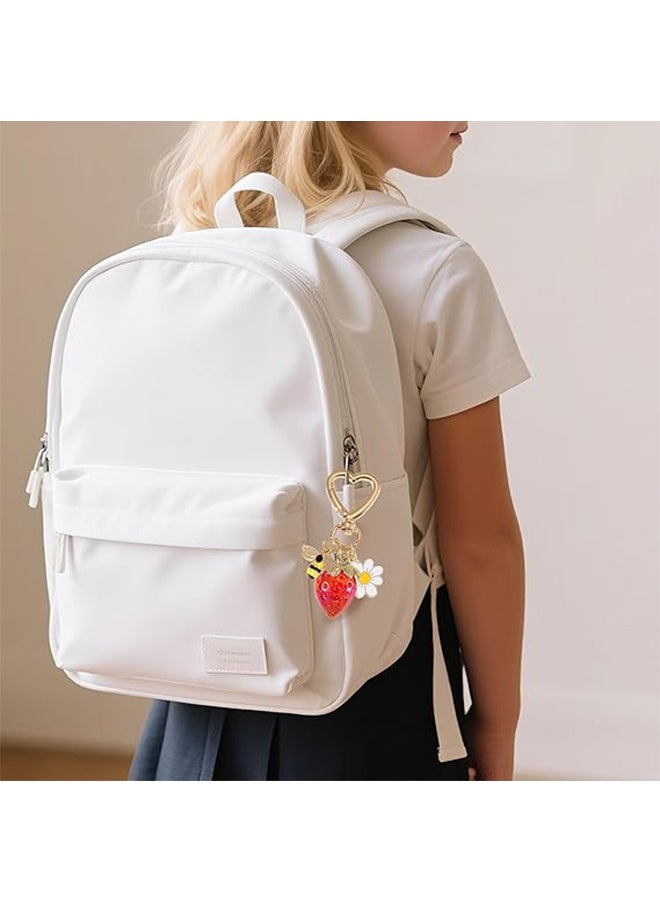 HY Cute Strawberry Keychain for Women, Kawaii Bag Charm with Daisy, Purse Accessories for Girls Backpack, Car Keys, Bag - Image 5
