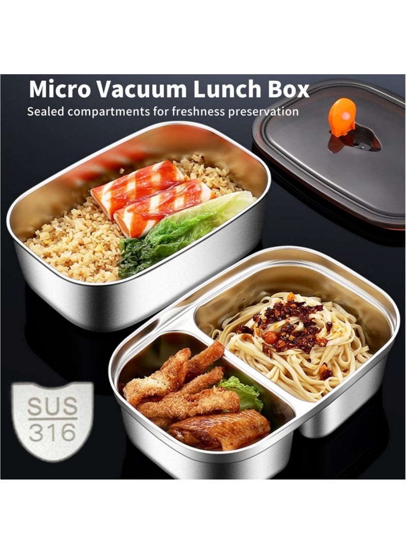 أداندو صندوق غداء أداندو من الفولاذ المقاوم للصدأ - سعة ١٢٠٠ مل × ١٤٠٠ مل × ١. صندوق بينتو مزدوج الطبقات آمن للاستخدام في الميكروويف - صندوق تيفين ٣١٦ مانع للتسرب - صندوق غداء ترمس معزول حراريًا وقابل للفصل - مناسب للبالغين والطلاب والمكاتب والمدرسة - مع قفل حراري للحفاظ على النضارة بضغط صغير، مع حقيبة حرارية وأدوات مائدة. - Image 3