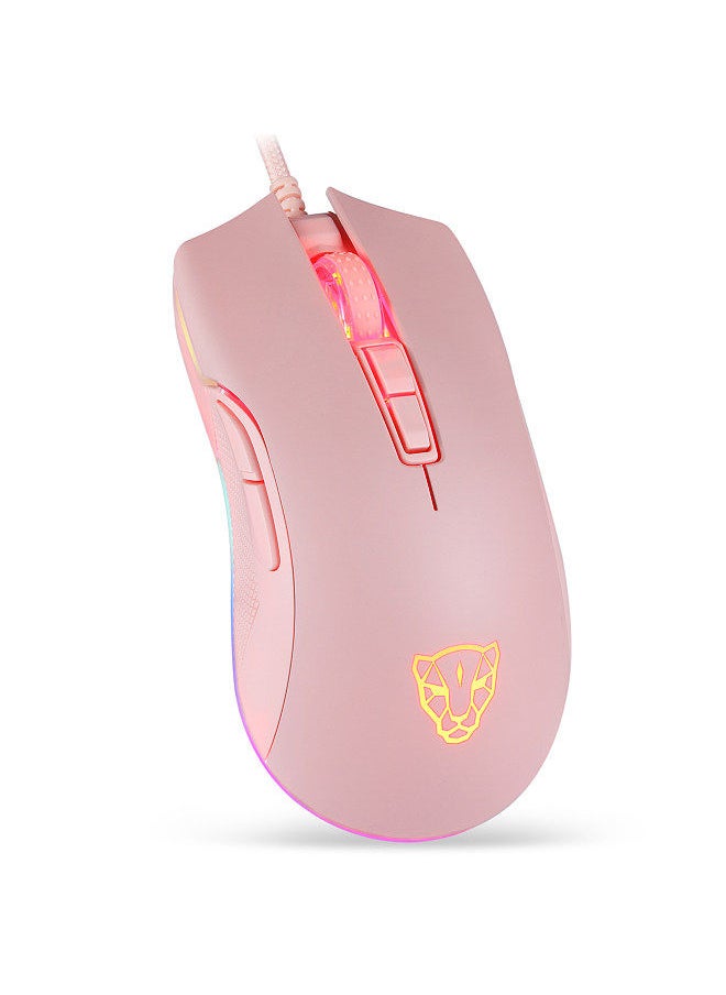 Motospeed V70 USB Wired Gaming Mouse RGB Mouse Ergonomic Design 8-gear Adjustable DPI Wide Compatibility Pink  - Image 5