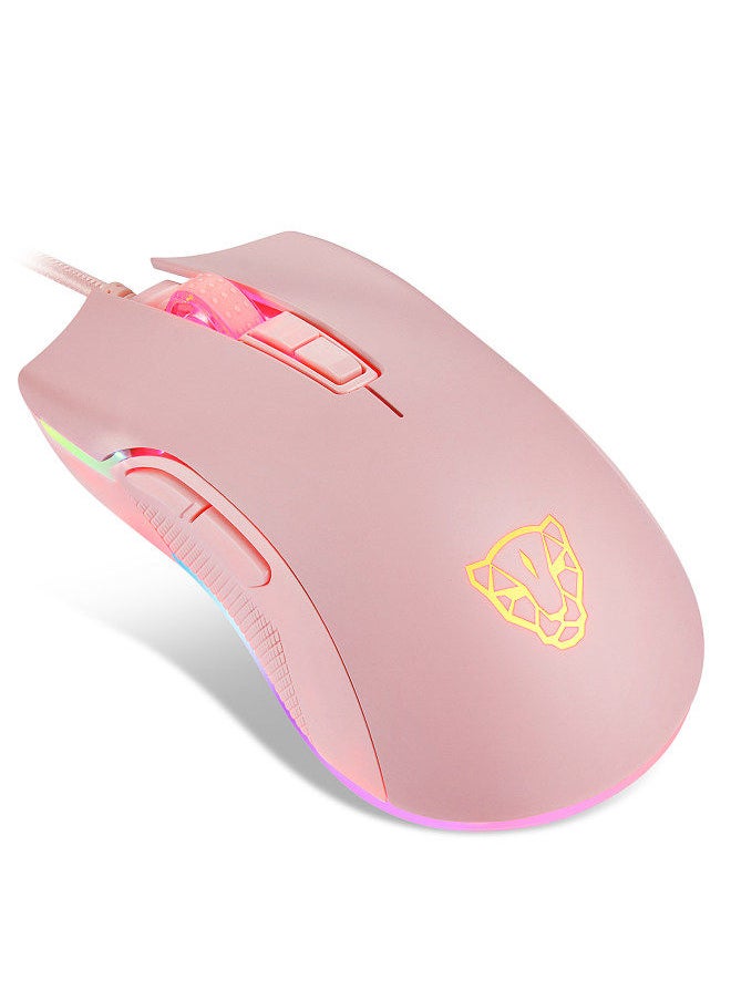 Motospeed V70 USB Wired Gaming Mouse RGB Mouse Ergonomic Design 8-gear Adjustable DPI Wide Compatibility Pink  - Image 2