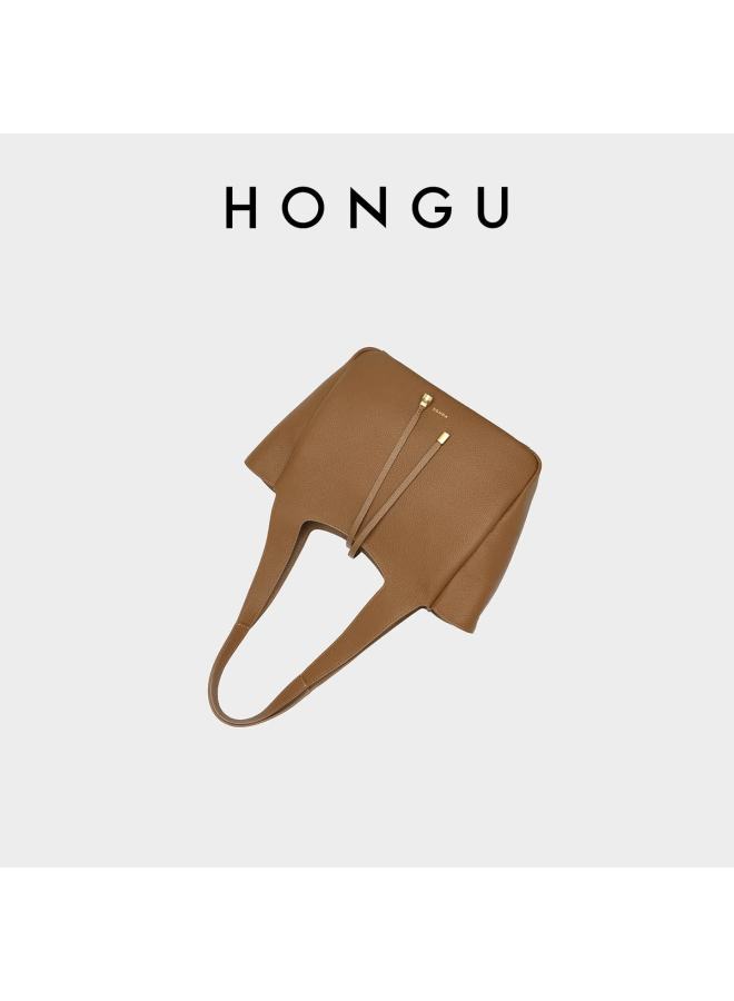 Hongu Women's Genuine Leather Shoulder Underarm Bag Large Capacity Tote Bag Birthday Gift For Girlfriend - Image 5