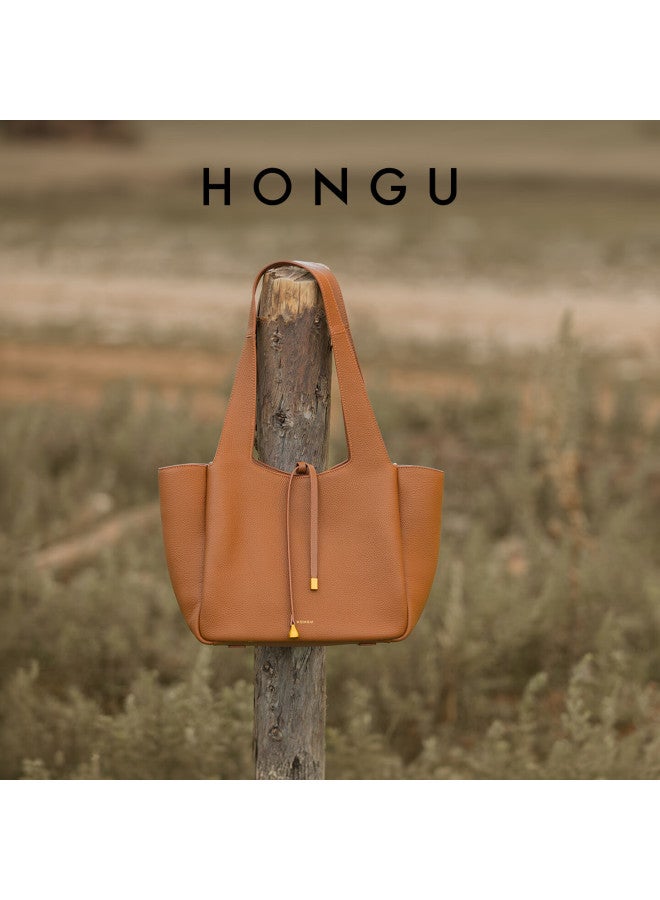 Hongu Women's Genuine Leather Shoulder Underarm Bag Large Capacity Tote Bag Birthday Gift For Girlfriend - Image 2