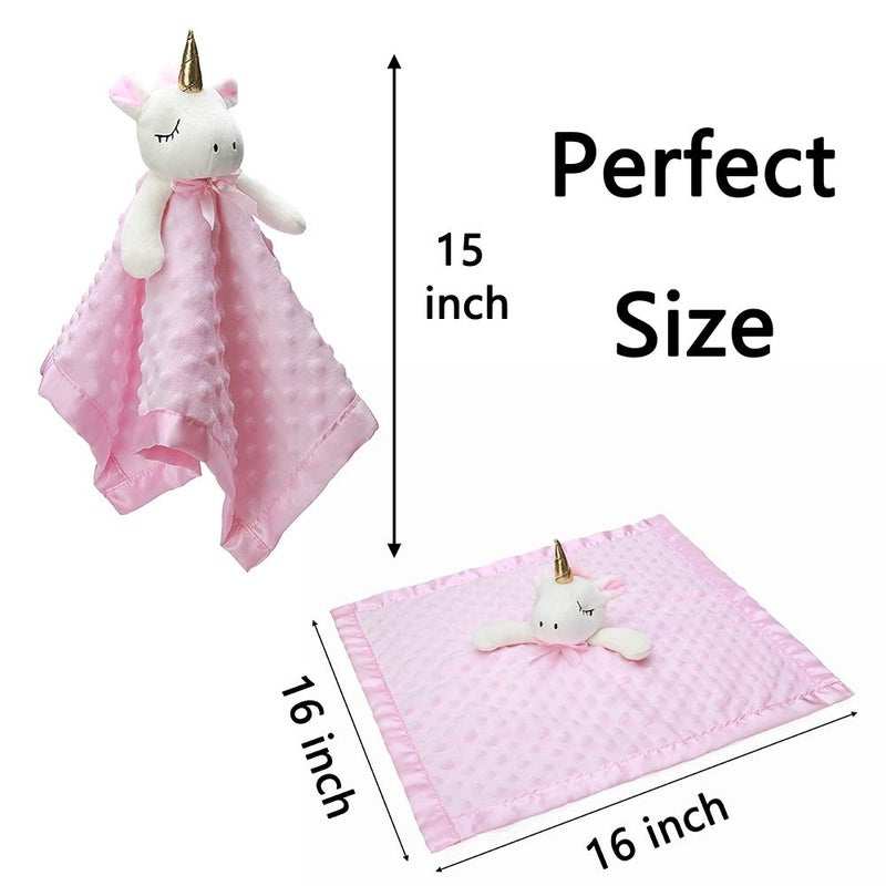 Pro Goleem Unicorn Loveys for Babies Soft Plush Pink Security Blanket for Girls Snuggle Toy Stuffed Animal Lovies for Babies Baby Girl Gifts for Newborn, Infant and Toddler, 16 Inch - Image 5