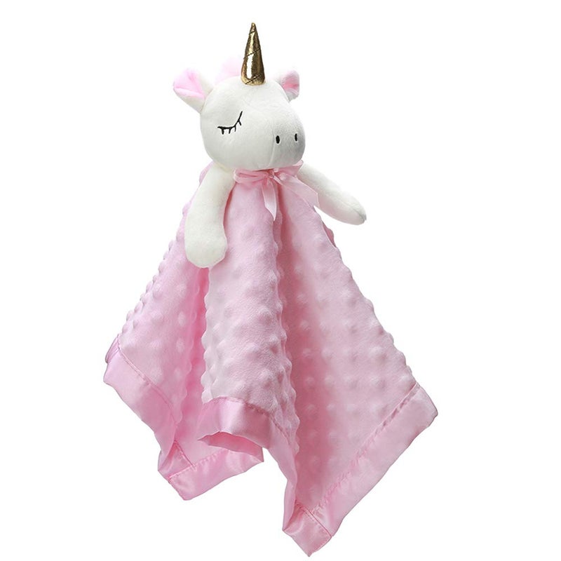 Pro Goleem Unicorn Loveys for Babies Soft Plush Pink Security Blanket for Girls Snuggle Toy Stuffed Animal Lovies for Babies Baby Girl Gifts for Newborn, Infant and Toddler, 16 Inch - Image 1